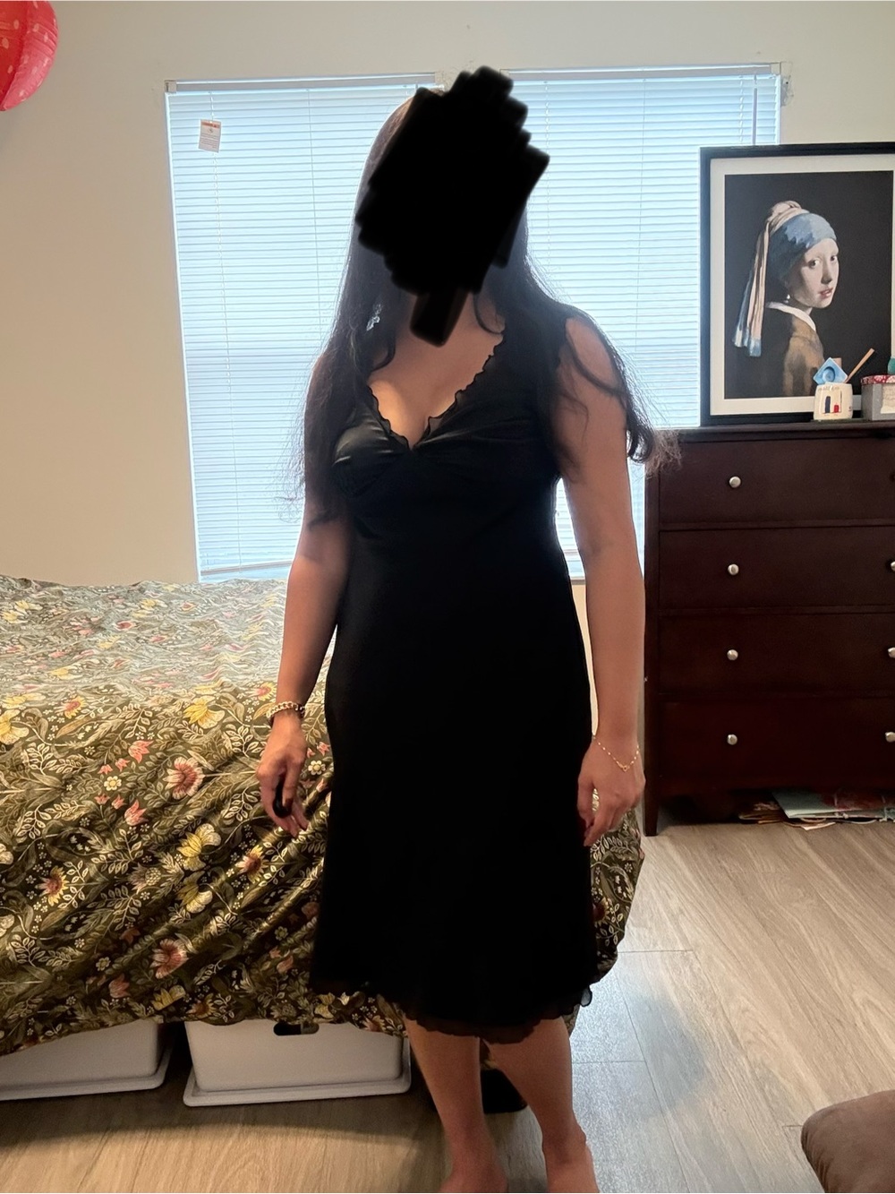 100% silk black cocktail dress